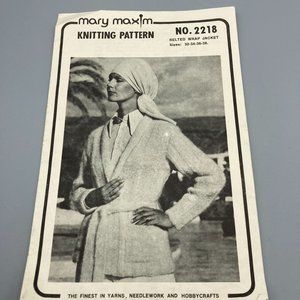 Vintage Mary Maxim Patterns, Ladies Belted Wrap Jacket No 2218, 1950s Iconic
